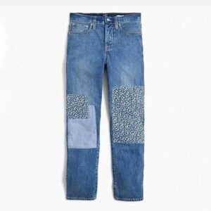 J.Crew Slim Boyfriend Patchwork Jeans Medium Wash Blue Floral Denim Size 24